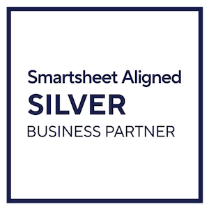 Smartsheet Aligned Silver Business Partner badge (verified on Credly)